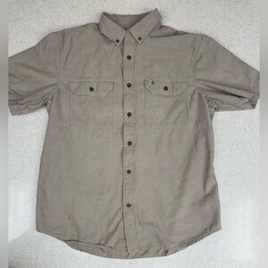 Carhartt Shirt Mens Large Button Down Relaxed Fit S200 Short Tan Work Utility
